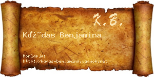 Kádas Benjamina névjegykártya